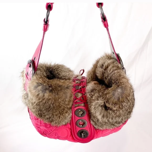 Coach - pink authentic RARE quilted, angora - Picture 2 of 7